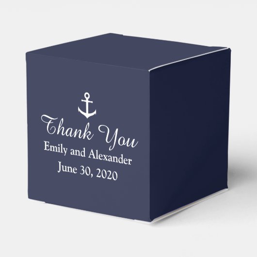Custom Midnight Blue and White Nautical Wedding Geschenkschachtel (Rückseite)