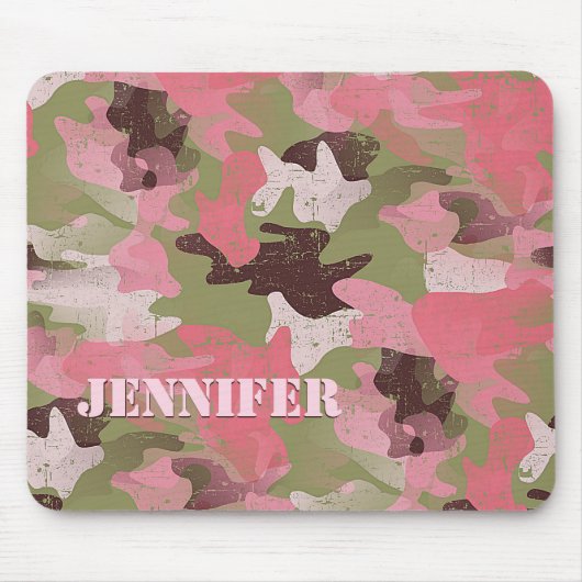Custom Military Green Pink Camouflage Muster Mousepad (Vorne)