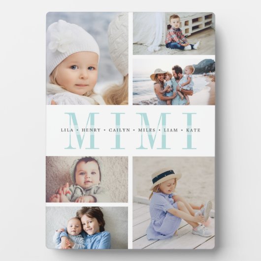 Custom "Mimi" Großkinder 6 FotoCollage Fotoplatte (Vorderseite)