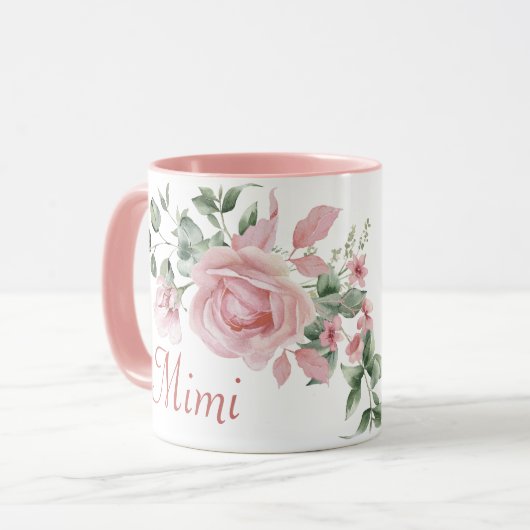 Custom Mimi Pink Roses Personalisiert Tasse (Vorderseite Links)