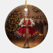 Custom Mini Russian Doll Nutcracker Photo Keramik Ornament (Hinten)