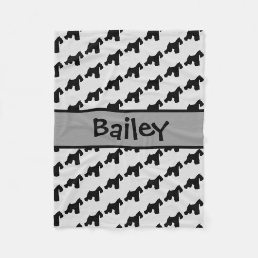 Custom Miniature Schnauzer Dog Silhouette Fleecedecke (Vorderseite)