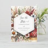 Custom Minimal Barnyard Wedding Save The Date (Stehend Vorderseite)