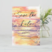 Custom Minimal Beach Wedding Save The Date (Stehend Vorderseite)