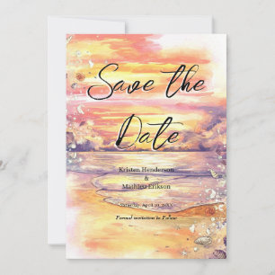 Custom Minimal Beach Wedding Save The Date