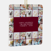 Custom Minimal einfache Foto Collage Grid Burgundy Keramikornament (Rechts)