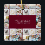 Custom Minimal einfache Foto Collage Grid Burgundy Keramikornament<br><div class="desc">Custom Minimal Simple Foto Collage Grid Burgundy Feminine Elegante Keramik Weihnachten</div>