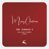 Custom Minimal Elegant Christmas Reindeer Quadratischer Aufkleber (Vorderseite)