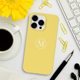 Custom Minimal Elegante Monogram Lemon Yellow Soft Case-Mate iPhone 14 Pro Max Hülle