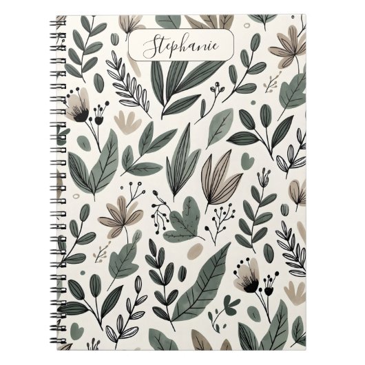 Custom Minimalist Botanical Journal Design Notizblock (Vorderseite)