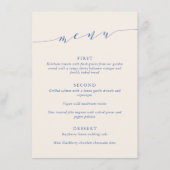 Custom Minimalist Classic Blue Wedding Dinner Menükarte (Vorderseite)