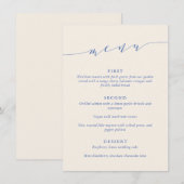 Custom Minimalist Classic Blue Wedding Dinner Menükarte (Vorne/Hinten)