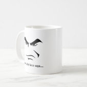 Custom Minimalist Expression Design Scowl Man Face Kaffeetasse (Vorderseite Links)
