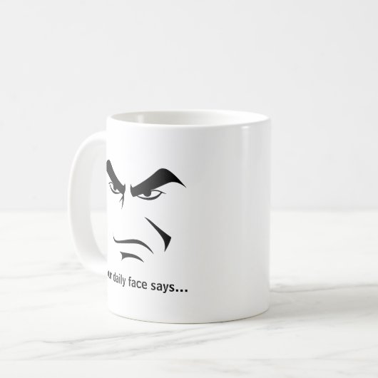 Custom Minimalist Expression Design Scowl Man Face Kaffeetasse (Vorderseite Links)