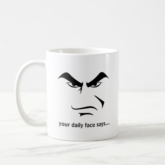 Custom Minimalist Expression Design Scowl Man Face Kaffeetasse (Links)