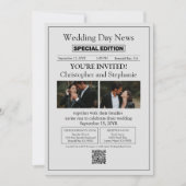 Custom Minimalist Modern Script Newspaper Wedding Einladung (Vorderseite)