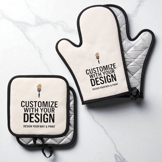 Custom Minimalist Personalized Company Branded Ofenhandschuh & Topflappen-Set