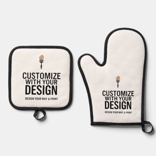 Custom Minimalist Personalized Company Branded Ofenhandschuh & Topflappen-Set (Vorderseite)