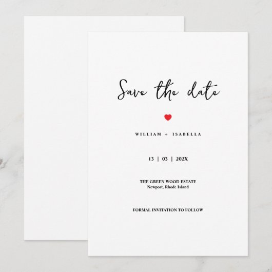 Custom Minimalistic Wedding Save the Date  (Vorne/Hinten)