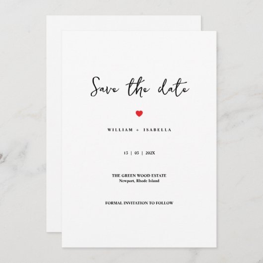 Custom Minimalistic Wedding Save the Date  (Vorne/Hinten)