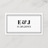 Custom Minimalistisch Black and White Wedding Platzkarte (Rückseite)