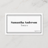 Custom Minimalistisch Black and White Wedding Platzkarte (Vorderseite)