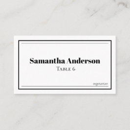 Custom Minimalistisch Black and White Wedding Platzkarte