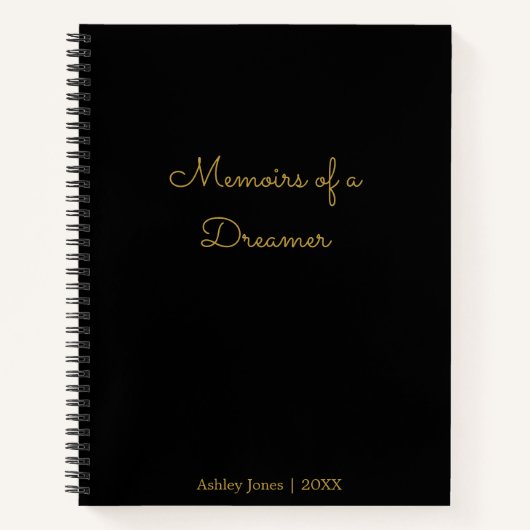 Custom Minimalistisch Black Gold Memoiren of a Dre Notizblock (Vorderseite)