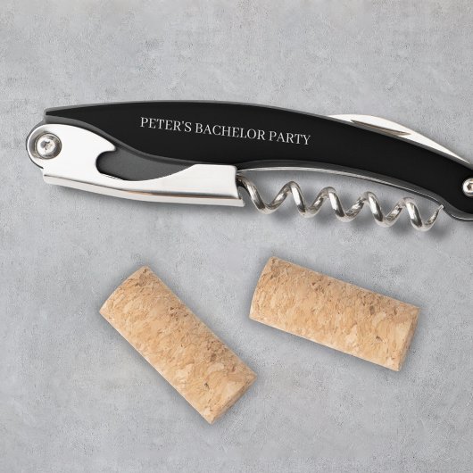 Custom Minimalistisch Black & White Bachelor Party Kellnermesser