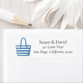 Custom Minimalistisch Blue Beach Bag Line Küste (Insitu)