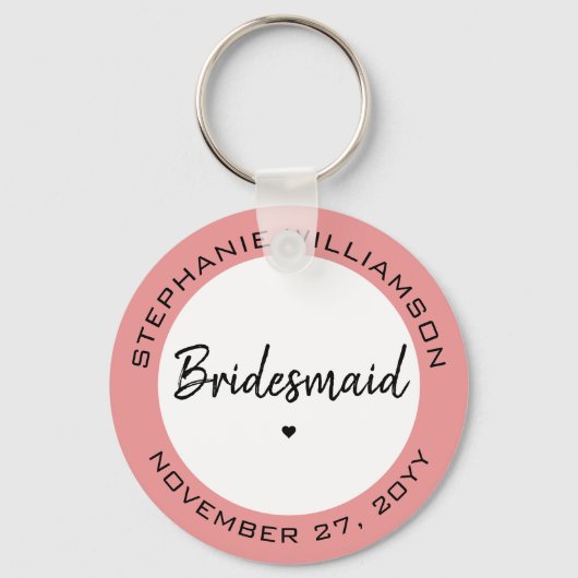 Custom Minimalistisch Bridesmaid Personalisiertes  Schlüsselanhänger (Vorderseite)