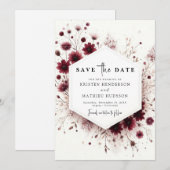Custom Minimalistisch Burgundy Wedding Save The Date (Vorne/Hinten)