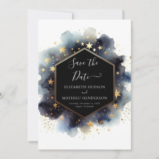 Custom Minimalistisch Celestial Wedding Save The Date (Vorderseite)