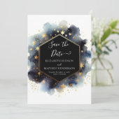 Custom Minimalistisch Celestial Wedding Save The Date (Stehend Vorderseite)
