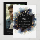 Custom Minimalistisch Celestial Wedding Save The Date (Vorne/Hinten)