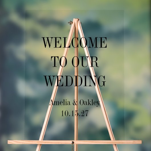 Custom Minimalistisch Clear Elegante Hochzeit Will Acrylschild (Neutral)