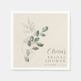 Custom Minimalistisch Gold Greenery Brautparty Serviette