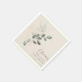 Custom Minimalistisch Gold Greenery Brautparty Serviette (Ecke)