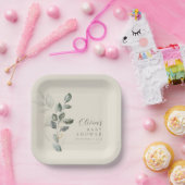 Custom Minimalistisch Greenery Baby Shower Pappteller (Party)
