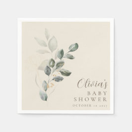 Custom Minimalistisch Greenery Baby Shower Serviette