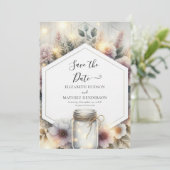 Custom Minimalistisch Mason Jar Wedding Save The Date (Stehend Vorderseite)