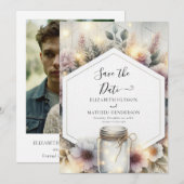 Custom Minimalistisch Mason Jar Wedding Save The Date (Vorne/Hinten)