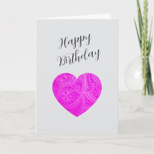 Custom Minimalistisch Modern Birthday Pink Heart Karte