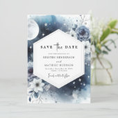 Custom Minimalistisch Moonlit Wedding Save The Date (Stehend Vorderseite)