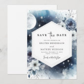 Custom Minimalistisch Moonlit Wedding Save The Date (Vorne/Hinten)