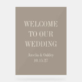 Custom Minimalistisch Taupe Elegante Hochzeit Will Acrylschild (Vorderseite)