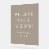 Custom Minimalistisch Taupe Elegante Hochzeit Will Acrylschild (Winkel)