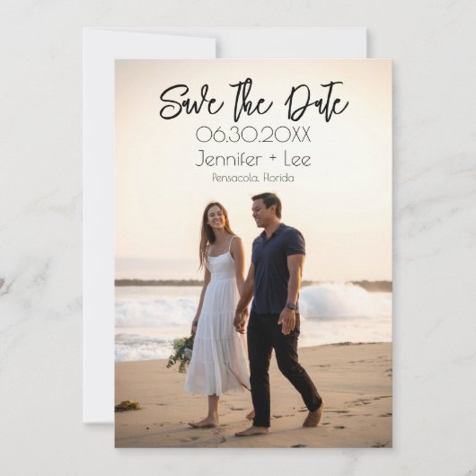 Custom Minimalistisch Wedding Foto Save the Date Einladung (Vorderseite)