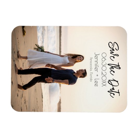 Custom Minimalistisch Wedding Foto Save the Date Magnet (Horizontal)