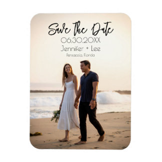 Custom Minimalistisch Wedding Foto Save the Date Magnet